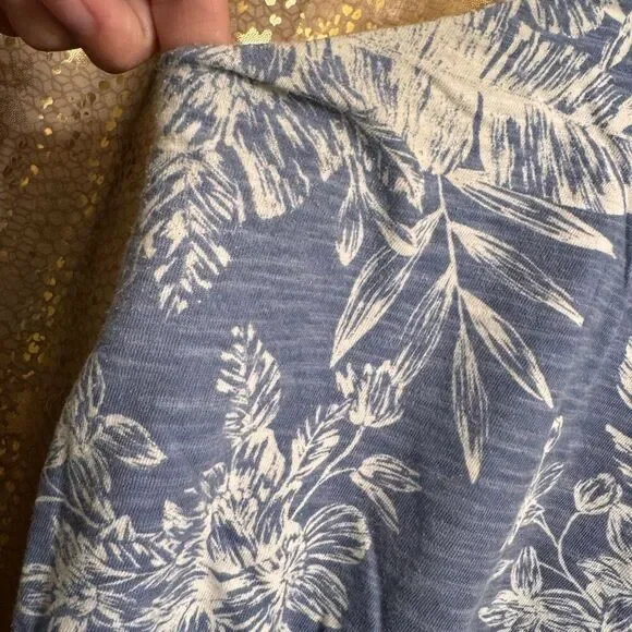 Old Navy Tropical Print Cotton Slub Knit Mini Dress/Top Light Blue XXL - Picture 4 of 7